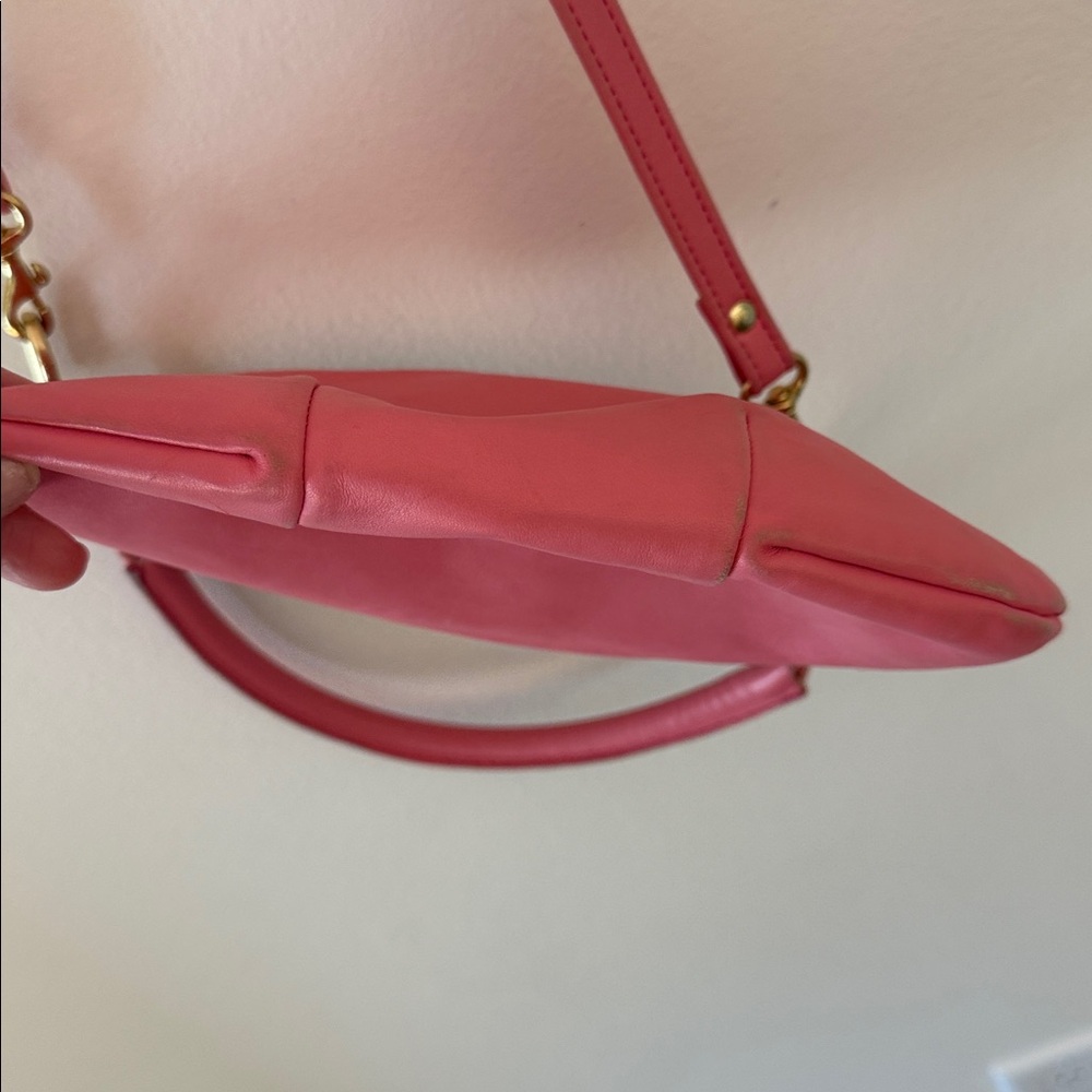 Clare V Petit Moyen - Pink Leather Crossbody Bag with Gold Hardware - Picture 5 of 8